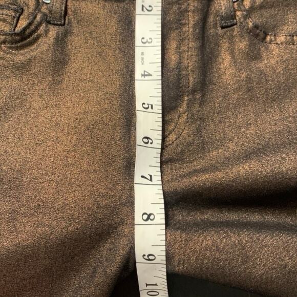 7 For All Mankind Jeans Women's Sz 26 Metallic Y2K Coquette Super Skinny Fit - Picture 8 of 9